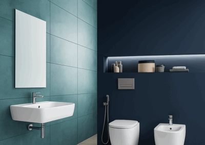 Installazione professionale di nuovi sanitari (WC, bidet, lavabo) e rubinetterie a risparmio idrico a Monza. Soluzioni eleganti, moderne e di qualità con rimozione e smaltimento dei vecchi impianti, per un bagno rinnovato e funzionale.