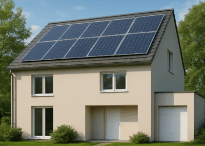 Casa moderna ristrutturata con tetto rifatto e pannelli solari, facciata nuova e giardino verde