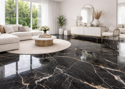 Pavimento in marmo nero lucido installato a Milano Monza Brianza e Bergamo